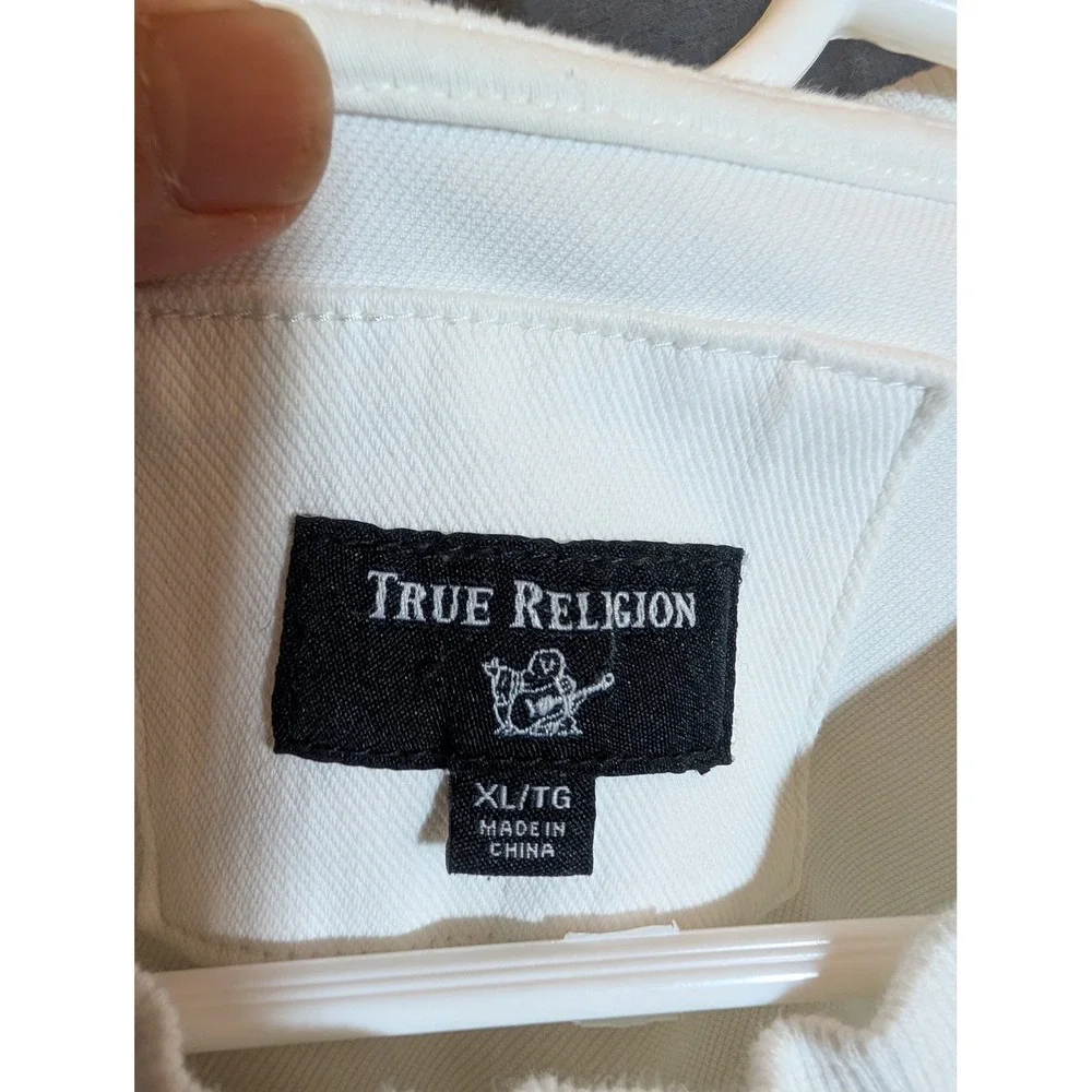 True Religion Sweatshirt Mens‎ XL White Crewneck Long Sleeve Pocket Pullover Top